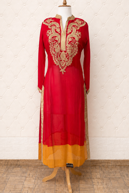 Red and Gold Georgette Kurta