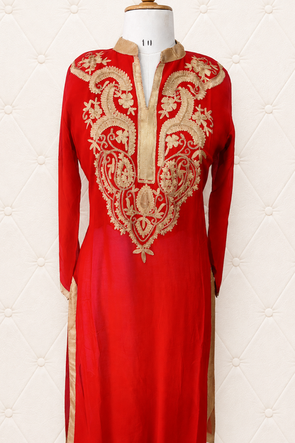 Red and Gold Georgette Kurta