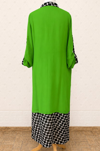 Neon Green and Monotone Digital Print Kurta