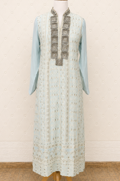 Powder Blue Embroidered Kurta