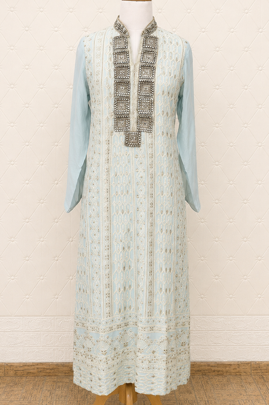 Powder Blue Embroidered Kurta