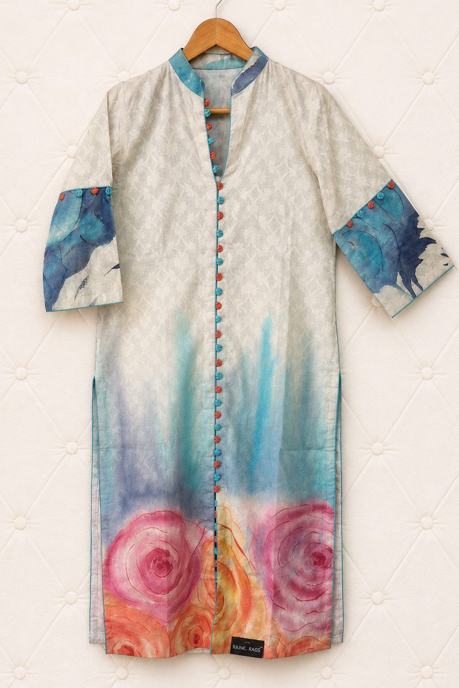 Offwhite and Multicolour Hand Painted Kurta