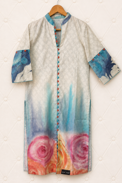 Offwhite and Multicolour Hand Painted Kurta