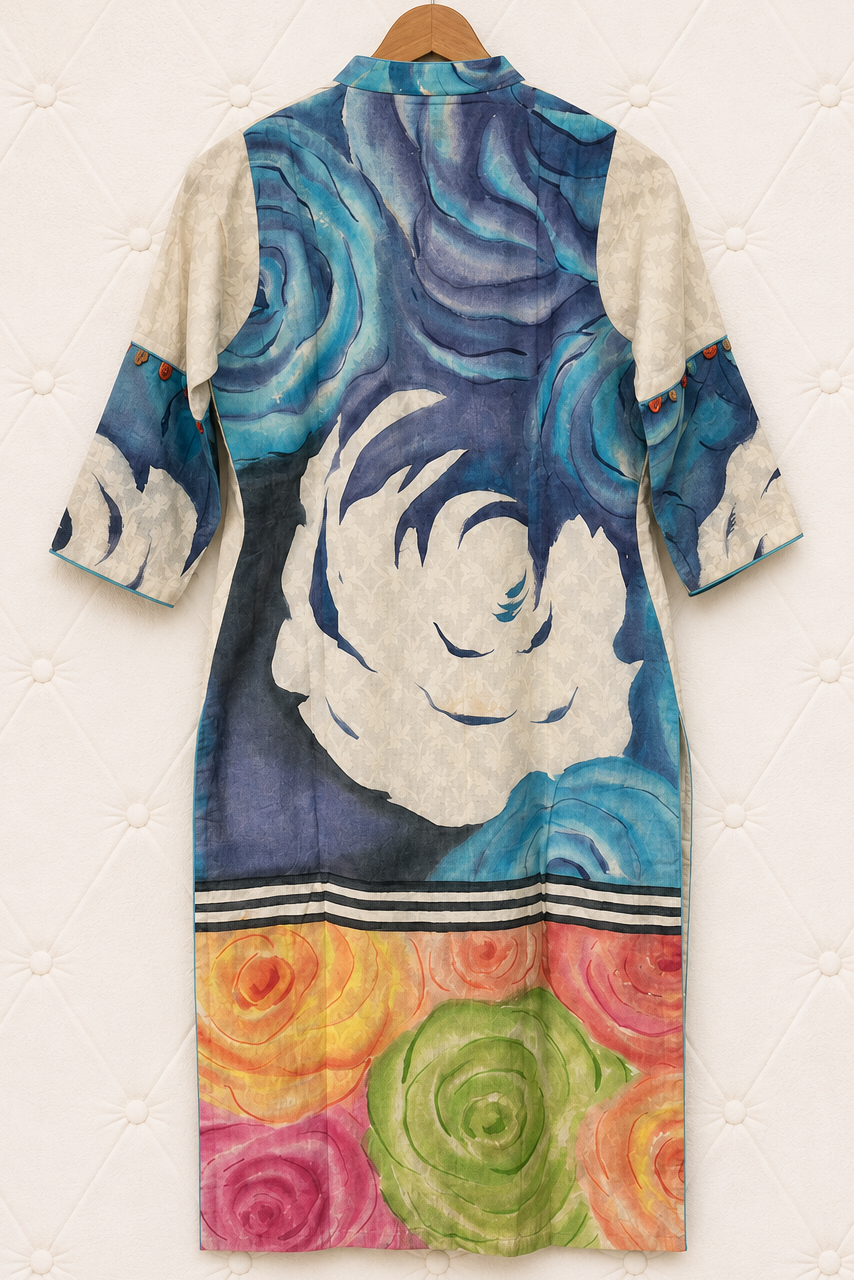 Offwhite and Multicolour Hand Painted Kurta