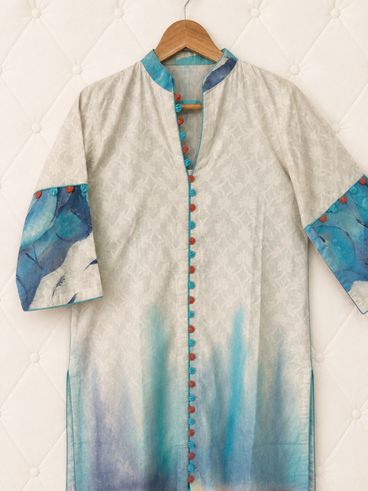Offwhite and Multicolour Hand Painted Kurta
