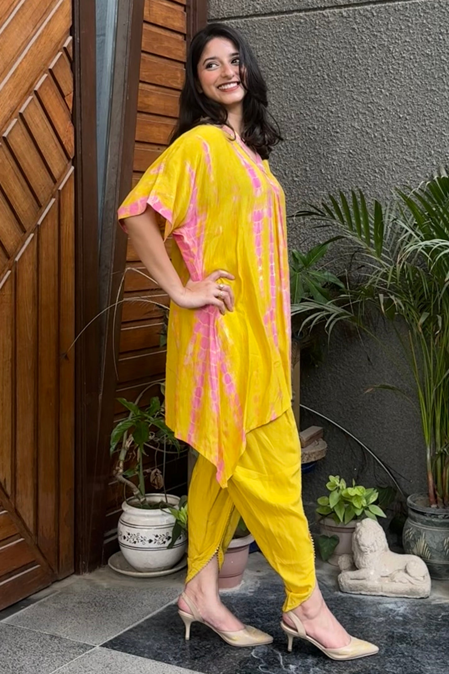 Yellow and Pink Kaftan Co-ord Set