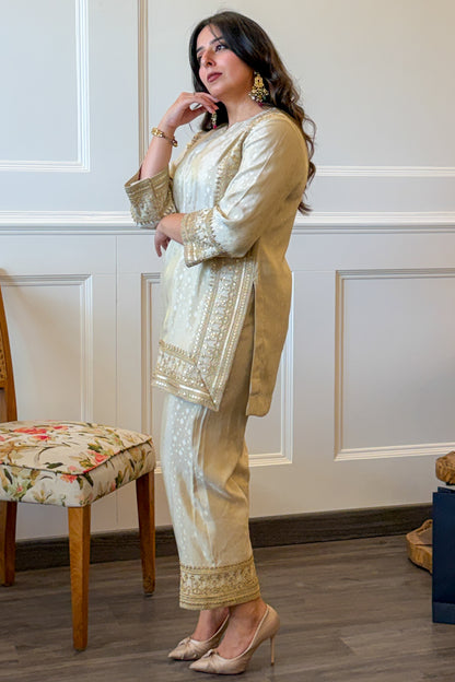 Ivory Self Tissue Co-ord Set