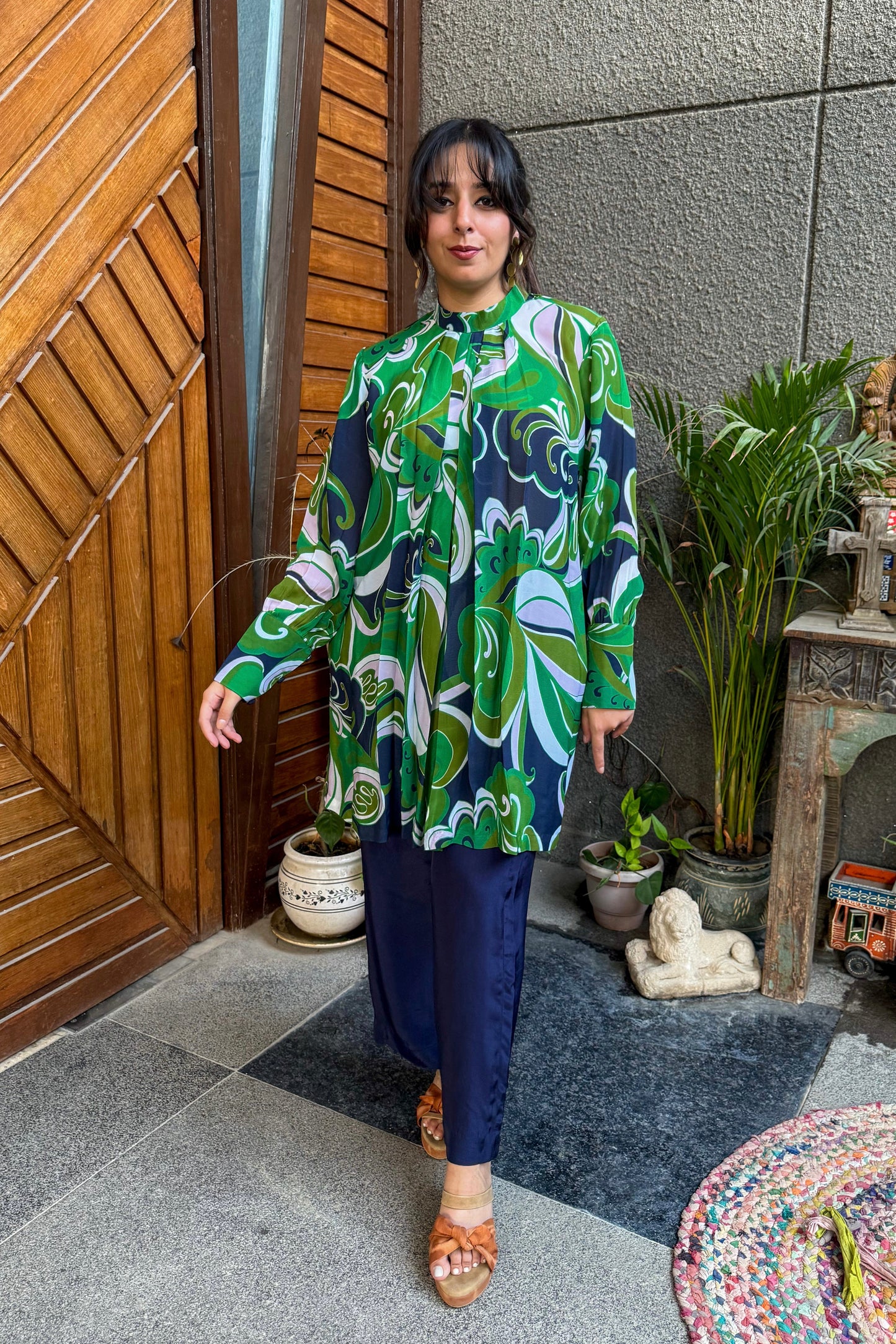Green and Blue Retro Swirl Co-ord Set