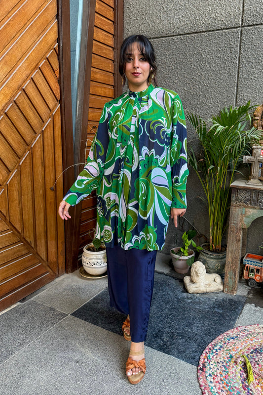Green and Blue Retro Swirl Co-ord Set