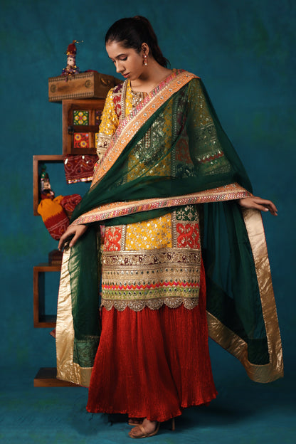 Multicolour Embroidered Kurta Set