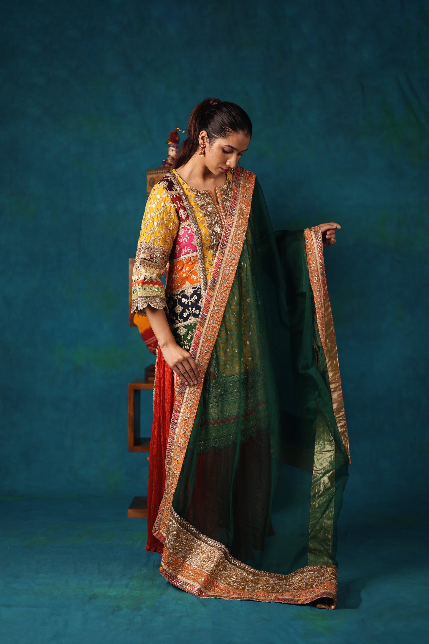 Multicolour Embroidered Kurta Set