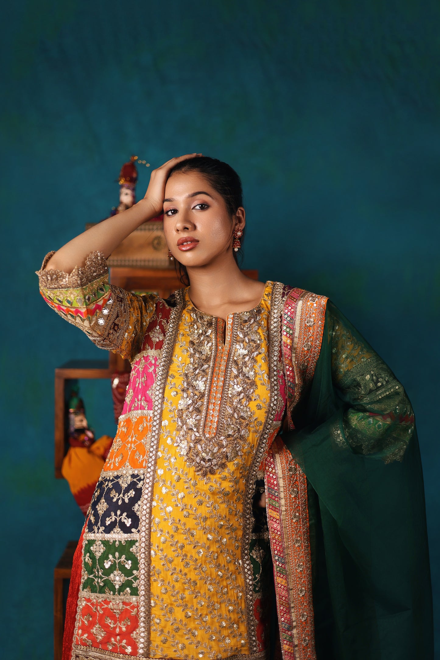 Multicolour Embroidered Kurta Set