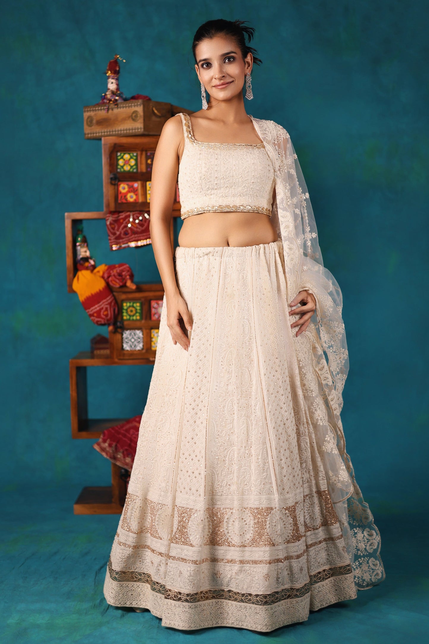 White Embroidered Lehenga Set
