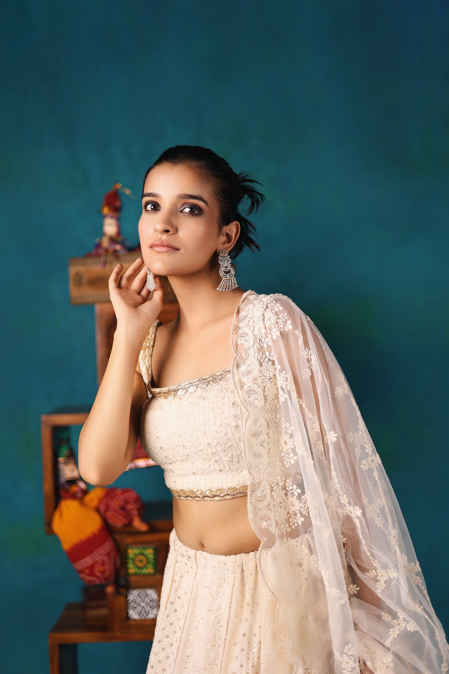 White Embroidered Lehenga Set