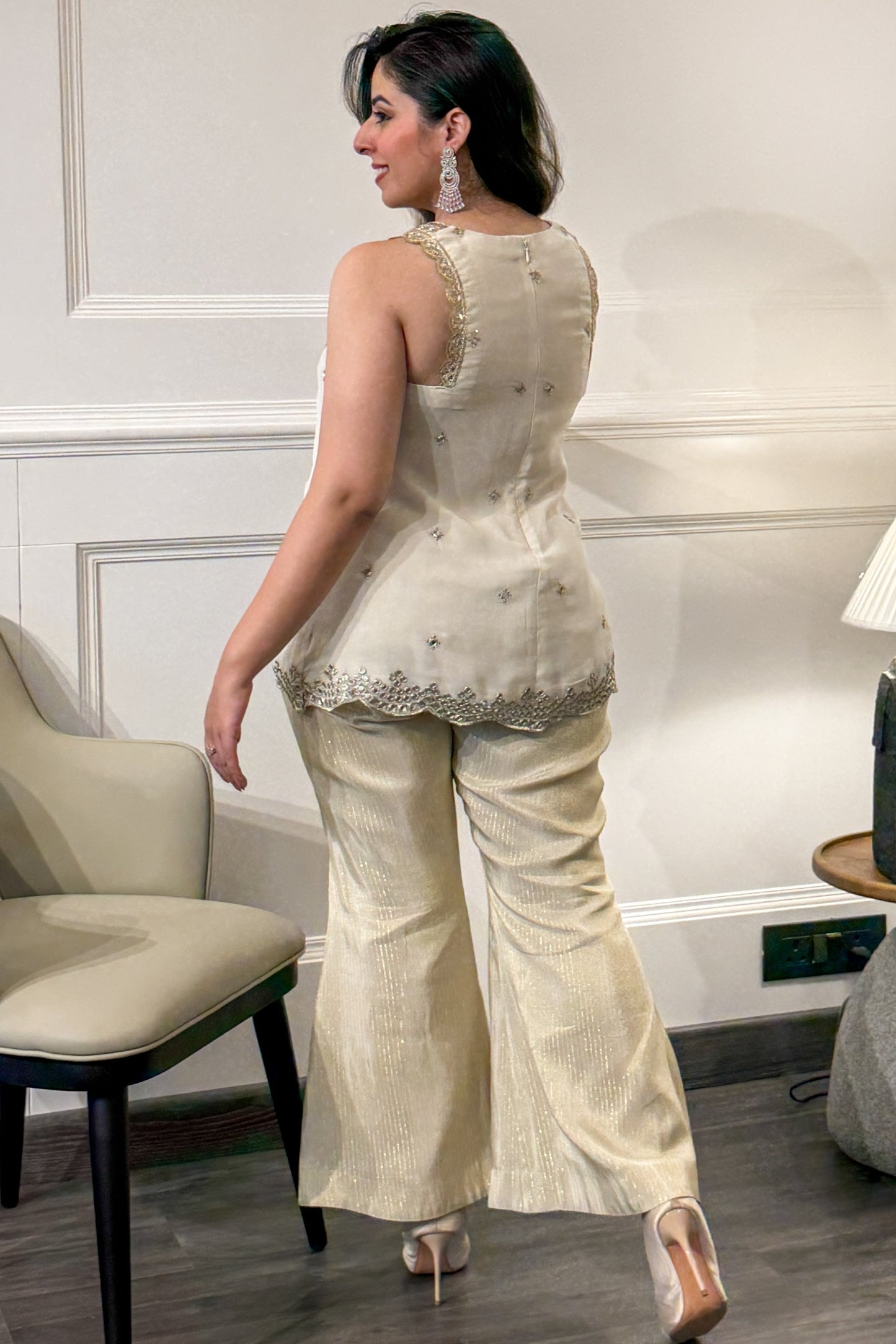 Ivory Mirrorwork Pants Set