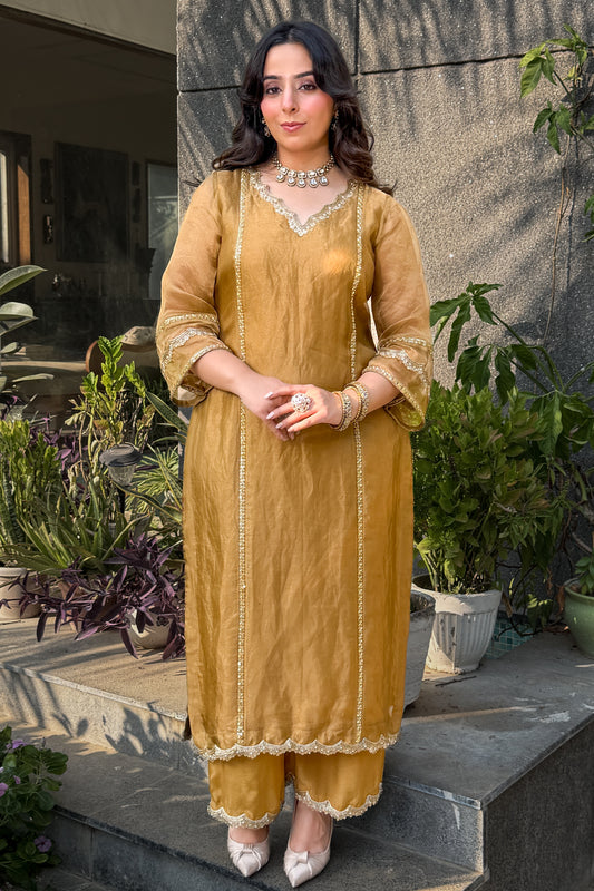 Gold Tissue Tunic and Pants Set