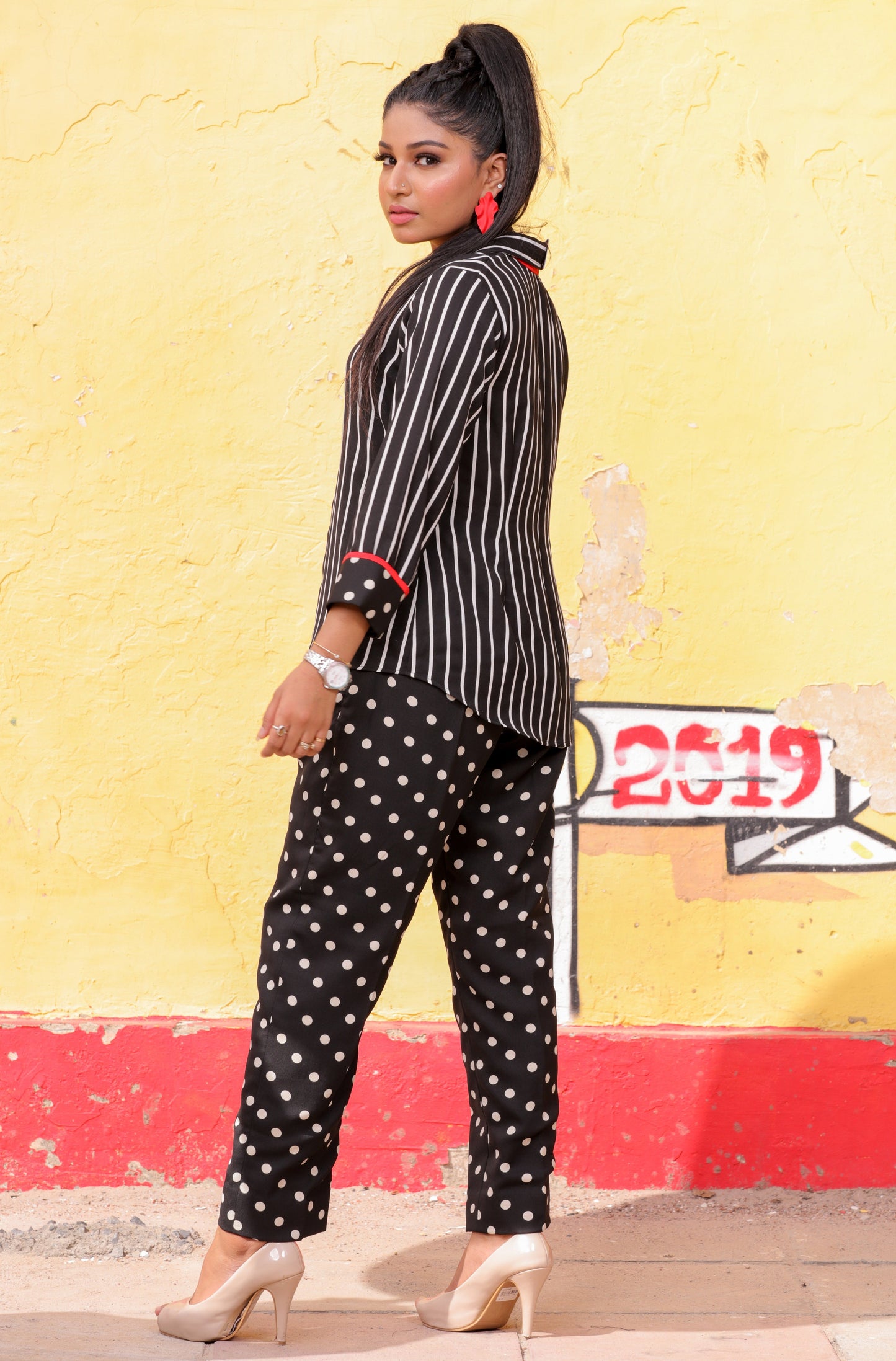 Monotone Polka and Stripe Co-ord Set
