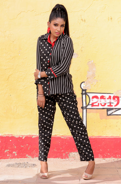 Monotone Polka and Stripe Co-ord Set